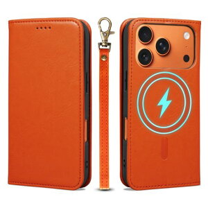 【Keallce】iPhone17Proケース手帳型スマホケースカード収納MagSafe対応ストラップ付きスタンド機能マグネット付きPUレザー耐衝撃全面保護いphone17proカバー6.3インチオレンジ