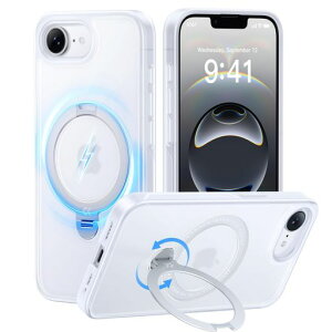 【2025最高傑作&定点360度回転】CASEKOOiPhone16e用ケース米軍MIL規格耐衝撃MagSafe対応高耐久性【横縦両立・角度自由調整】急速充電対応指紋防止/マット仕上げ/黄変防止/半透明超強磁力ラップ…