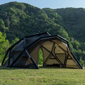 Springhillエアードームテント4-6人用煙突穴付き家族キャンプドーム型エアーテントTPU&メッシュドアスノースカート屋外グランドシートエアポンプ付属自立式簡単設営150秒充気(オリーブドラ…