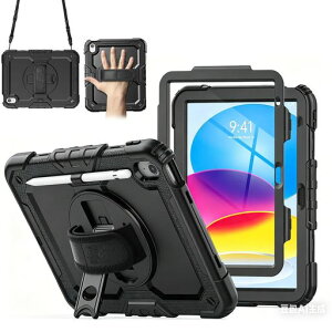 TIODIO�Ή��P�[�XiPad(A16)��11/10����(2025/2022���f��)��p�P�[�X�ϏՌ��S�ʕی�J�o�[360°��]�X�^���h�n���h�X�g���b�v�V�����_�[�X�g���b�v�y�����[�����J�b�g���u��/�c�u���Ή�(�u���b�N)