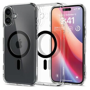 Spigen iPhone 16 Plus �P�[�X �N���A MagSafe�Ή� �ϏՌ� �X�g���b�v�z�[�� ���ϖh�~ �o���p�[ �ČRMIL�K�i �E���g���E�n�C�u���b�h�E�}�O�t�B�b�g ACS08076 (�u���b�N)
