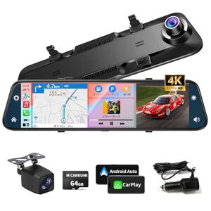 �h���C�u���R�[�_�[�~���[�^4K�y2024Carplay&AndroidAuto���ڂ���z12�C���`�h�����R�O��J����64GB�������J�[�h�t��170°�L�p�h�����R�~���[�^�K�C�h���C���p�x������24���Ԓ��ԊĎ������ً}�^��