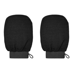 バスタオル手袋2枚セットカシャ角質除去スクラブ男女兼用バス用品繰り返し使える肌スムージング(ブラック)