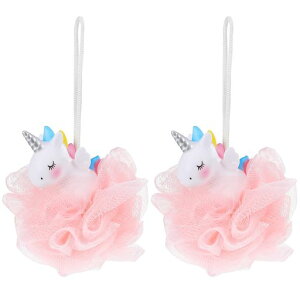 LEDMOMO2個ボディスポンジシャボンボール濃密な泡立ちバススポンジユニコーンバススポンジ泡立てネットボディタオルお風呂ブラシ垢すりタオル