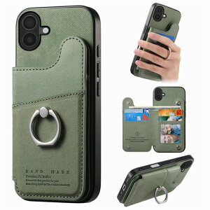 For iPhone 16 Plus �P�[�X �蒠�^ �A�C�t�H��16�v���X �J�o�[ �w�ʃJ�[�h���[&�X�^���h�@�\�t�� 360�x��]�����O ���z�^ �ϏՌ� TPU�S�ʕی� �yRFID�u���b�L���O/PU���U�[�z�O���[��