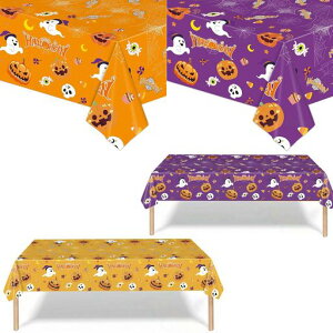 Lakymisyハロウィン飾りテーブルクロス4枚セット4種類かぼちゃんお化けHAPPYHALLOWEENお化け屋敷飾り舞台の飾り防水テーブルカバー背景布テーブル装飾怖いテーマパーティーホームデコレーシ…