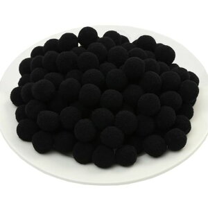 ポンポンボール直径約20mm小玉毛球単色黒100個入りフェルトボール玉DIY人形ぬいぐるみボール手芸材料パーツアクセサリー髪飾りボンテンボン天飾りデコ用素材プロジェクト用ブラック