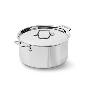 All-Clad 4508 Stainless Steel Tri-Ply Bonded Dishwasher Safe Stockpot with Lid/Cookware, Silver by All-Clad