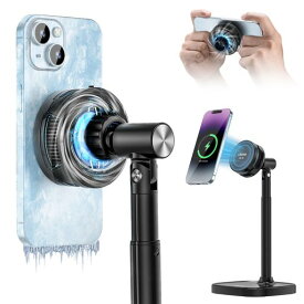Ulanzi3in1スマホスタンドセット卓上ワイヤレス充電スマホ冷却ファン付き急速冷却Magasfeスタンド携帯スタンド磁気マグネットスマホクーラー高さ調整360°回転可能横置き縦置き片手操作置…