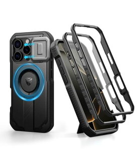 DexnoriPhone16Pro�p�}�O�l�b�g�P�[�X-�X���C�h���J�����J�o�[&�����\�L�b�N�X�^���h&������ʕی�t�B�����t���ϏՌ��w�r�[�f���[�e�B�P�[�X(�u���b�N)