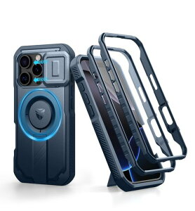 Dexnor iPhone 16 Pro�p �}�O�l�b�g�P�[�X - �X���C�h���J�����J�o�[&�����\�L�b�N�X�^���h&������ʕی�t�B�����t�� �ϏՌ� �w�r�[�f���[�e�B �P�[�X(�u���[)