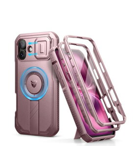 Dexnor iPhone 16 Plus�p �}�O�l�b�g�P�[�X - �X���C�h���J�����J�o�[&�����\�L�b�N�X�^���h&������ʕی�t�B�����t�� �ϏՌ� ���P�[�X(�s���N)