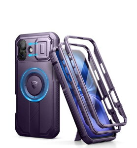 Dexnor iPhone 16 Plus�p �}�O�l�b�g�P�[�X - �X���C�h���J�����J�o�[&�����\�L�b�N�X�^���h&������ʕی�t�B�����t�� �ϏՌ� ���P�[�X(�p�[�v��)