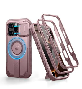 Dexnor iPhone 16 Pro�p �}�O�l�b�g�P�[�X - �X���C�h���J�����J�o�[&�����\�L�b�N�X�^���h&������ʕی�t�B�����t�� �ϏՌ� �w�r�[�f���[�e�B �P�[�X(�s���N)