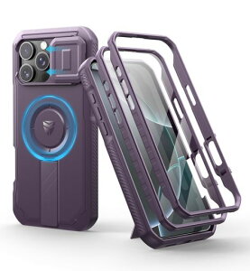 Dexnor iPhone 16 Pro Max�p �}�O�l�b�g�P�[�X - �X���C�h���J�����J�o�[/�����\�L�b�N�X�^���h���� ������ʕی�t�B�����t�� �ϏՌ� ���݌v(�p�[�v��)
