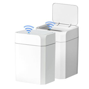 ELPHECOモーションセンサー式ゴミ箱ふた付き2個セット自動小型スリム防水スマートゴミ箱バスルーム、オフィス、寝室、リビング、水回り用(ホワイト13L+13L)