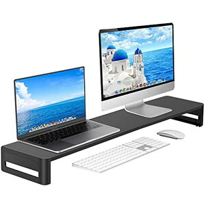 VAYDEERデュアルモニター台机上台ディスプレイ台2画面スタンドパソコンPCキーボード収納幅100cm(金属製)