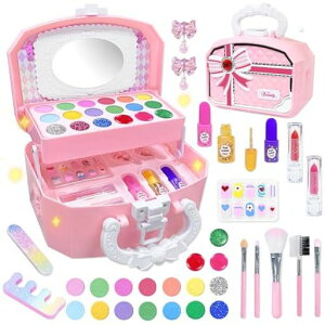 VBACALAメイクおもちゃ色が付けるお化粧セット女の子メイクアップ2段化粧ボックスドレッサーキッズメイク道具コスメなりきりおままごとセットごっこ遊びおもちゃ子どもクリスマス誕生…
