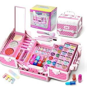 Opard女の子ピンクのメイクセット女の子子供プレゼント誕生日345678910歳おままごとセットキッズコスメお化粧セット女児ドレッサー水で落ちるアイシャドウネイルポリッシュリップスティ…