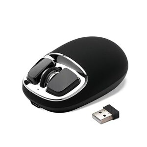 YUNZII C1 ���C�����X�}�E�X �V���R�� 4800 DPI ���w�g���b�L���O 6�i�K���� 3���[�h (2.4G/USB-C/Bluetooth) �Ή� �J�X�^�}�C�Y�\ �m�[�g�p�\�R�� iPad MacBook�p �Z�K�F�؎擾 (�u���b�N�V���o�[)