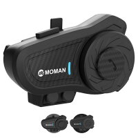 バイク用インカムMoman(モーマン)H2PRO(Newver.)1台アイボリーブラック1000m通信可能距離2人同時通話DSP&CVC機能搭載音楽再生IP65防水音声アシスタント日本語/英語ガイダンス音声音楽共有