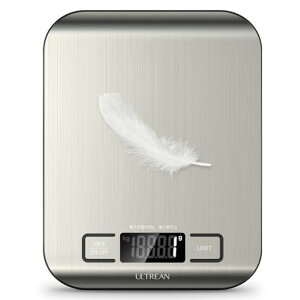 Ultreanキッチンスケール5kgデジタルはかり表面防水1g単位LCDディスプレイ電子測り計量器料理調理お菓子作り薄い風袋引き機能(電池付属)