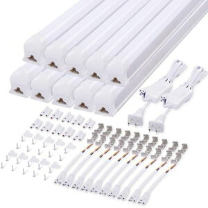 工事不要LED直管蛍光灯器具一体式18W2600LMled照明器具40w形1198mmled蛍光管昼白色5000K取付簡単屋内照明天井照明連結コード付きスイッチ付きオフィス製薬会社食品工場営業所などに適用10本