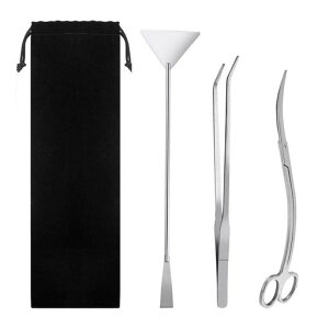 水槽掃除3本セット水草トリミングセットS字ハサミピンセットウェーブサンドフラッターステンレス製水族館アクアリウム水槽のお手入れ水草植栽便利収納袋付き