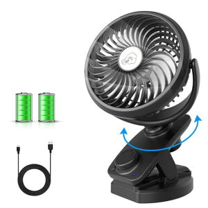 USB扇風機自動首振り卓上扇風機クリップ充電式USBファンLifeholder5000mAh電池内蔵低風量60時間連続使用可能風量無段階調節小型携帯扇風機360°角度調整低騒音アマロフォーム熱中症対策ブラック