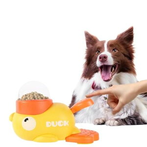 GIIPET自動給餌器猫犬用知育玩具犬おもちゃ早食い防止2in1自飯器自販機孤独感軽減一人遊びトレーニングおもちゃ蓋3個入りお手入れ簡単多頭飼い対応(イエロー)