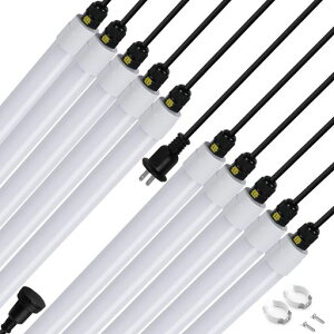 電気工事不要IP66完全防水LED直管led蛍光灯40W相当16W省エネ昼光色6000K2800LM超明るい長さ1.2M10本連結可能AC85-265V広電圧防塵防湿仕様産業用倉庫駐車場工場現場の照明更新にPSE認証済み