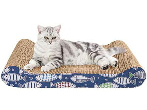 Blueekin猫つめとぎ猫用爪とぎダンボール高密度耐久ねこつめとぎマット省スペース家具破壊防止運動不足改善寂しさ解消両面使用可能猫おもちゃ(ベッド型)