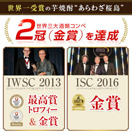 世界一受賞の焼酎「あらわざ桜島」