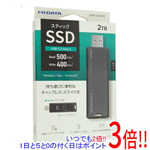 yۏؑΉ!!zI-O DATA USB 10Gbps(USB 3.2 Gen2)Ή XeBbNSSD SSPS-US2GRE O[×ubN 2TB