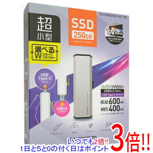 【延長保証対応!!】ELECOM 外付けポータブルSSD ESD-EWA0250GSV シルバー 250GB