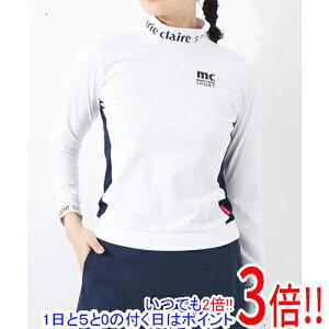 【いつでも2倍!1日と5.0のつく日、18日は3倍!】marie claire(マリ・クレール) LL サイズ ゴルフシャツ レディース モックネック長袖シャツ 732503 WT ホワイト