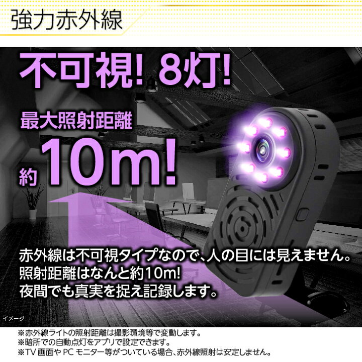楽天市場 ハイポータブルカメラ ポータブル型カメラ 超小型 超軽量 Wifi 高画質 隠しカメラ スパイカメラ 強力赤外線 不可視赤外線 超広角レンズ 写真撮影 Hs067 ホーム セキュア 楽天市場店