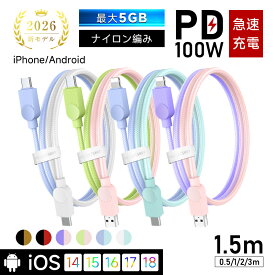 Type-C to Type-Cケーブル Type-C to iPhone ケーブル 長さ0.5m/1m/1.5m/2m/3m タイプC iPhone17/16充電 コード PD100W 急速充電 データ転送 USB2.0 高耐久性 断線に強い パワーデリバリー対応 結束バンド付き 収納便利 送料無料【PL保険加入済み製品・安心】