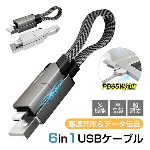 6in1 USBP[u }`P[u iPhone17/16/15P[u iPhone16Pro[dP[u USB Type-C f[^` [d 480Mbps f[^ʐM PD 65WΉ 15.8cm ܂Ȃ Cz ^ѕ֗ ͂28g 