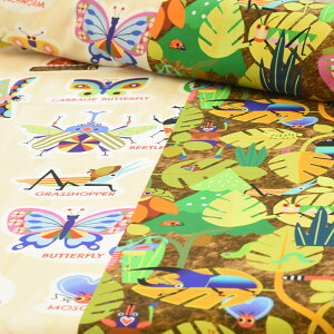 【数量3(30cm)から10cm単位】Riconic おしゃれな昆虫図鑑 2デザインが楽しめるおもしろいプリント シーチング生地