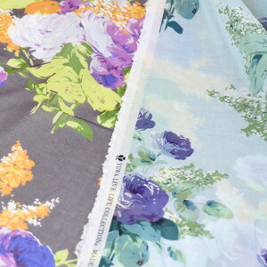 【数量3(30cm)から10cm単位】YUWA (有輪) "Aerial Rose" エアリアルローズ 麻風加工 コットン生地