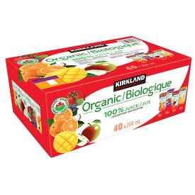 カークランドシグネチャー オーガニック100%ジュース 200ml x 40本　Kirkland Signature Organic 100% Juice Box 200ml X 40 pack