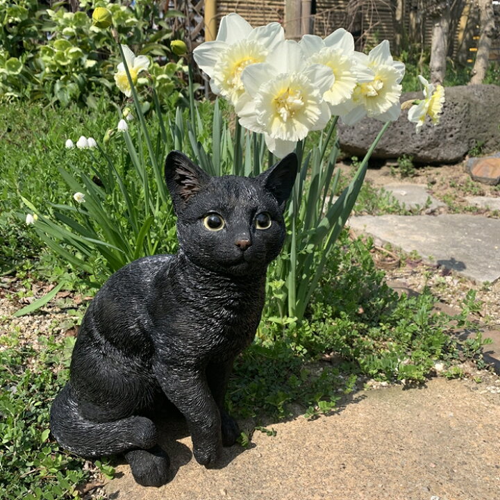 楽天市場】【野川農園】黒ねこ 13445【くろねこ 黒猫 クロネコ 猫置物 