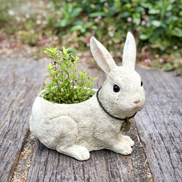 ウサギ 植木鉢にかわいい動物の置物♪インテリア ガーデニング アニマル 雑貨