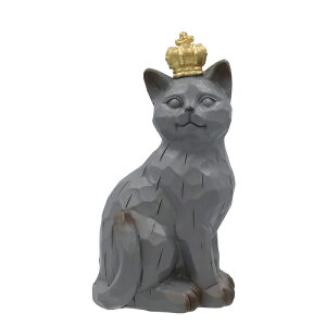 【カルナック】シェリーキャットA GY tg05gy【インテリアグッズ キャット ネコ 猫 クラウン 王冠 置物 レジン クリスマス オーナメント ギフト 贈り物 かわいい グレー】【インボイス対応】