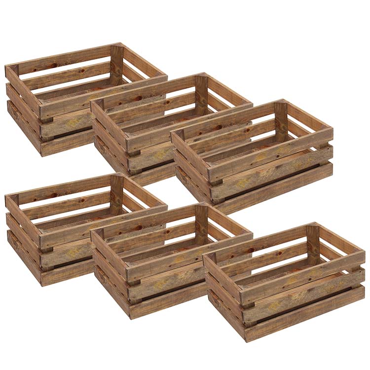 池川木材工業 暮らし良い品 カラフルフリーボックス 土佐桧 M (ケース販売) 6個入 ブラウン 40×27×16cm 木箱
