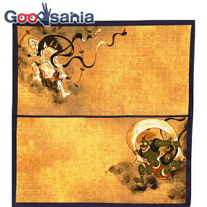 【送料無料】 丸全 風呂敷 綿風呂敷 風神雷神 パープル 約50×50cm ( 和雑貨 綿 コットン ふろしき 和風 和小物 和装小物 土産 贈答 贈り物 ギフト タペストリー インテリア )