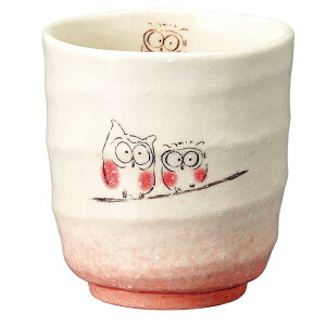 【送料無料】 宗峰窯 寿司 湯のみ 吹ふくろう 赤 φ8.5×9.2cm (488-09-463)