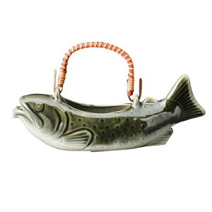 【送料無料】 宗峰窯 陶器 酒器 織部吹 イワナ 骨酒 小 400cc -(359-36-313)