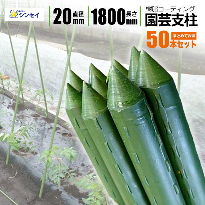 楽天市場】園芸支柱 20mm 1800mm 50本 農業資材 家庭菜園 園芸用 